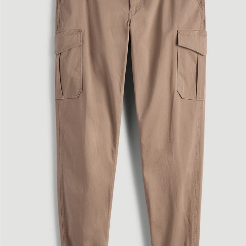 Tan Cargo Joggers with Tapered Fit and Elastic Cuffs